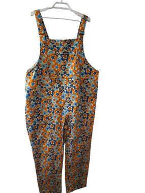 Run & Fly overalls womens 4XL 4X blue yellow orange floral
